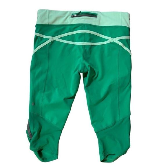 Lululemon Run: Pace Crop Legging Very Green / Fresh Teal Size 10 - Picture 2 of 5